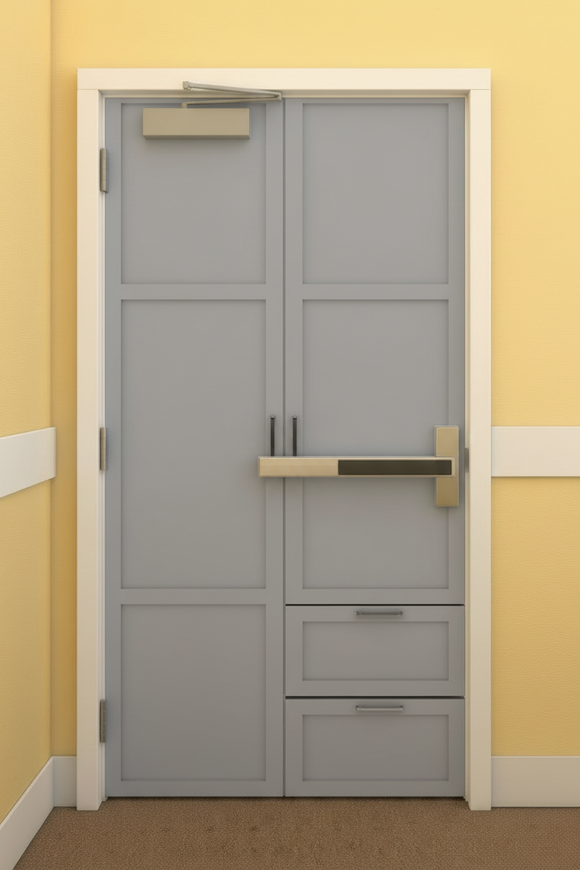 Grey Cabinet Single Door with correct push bar
